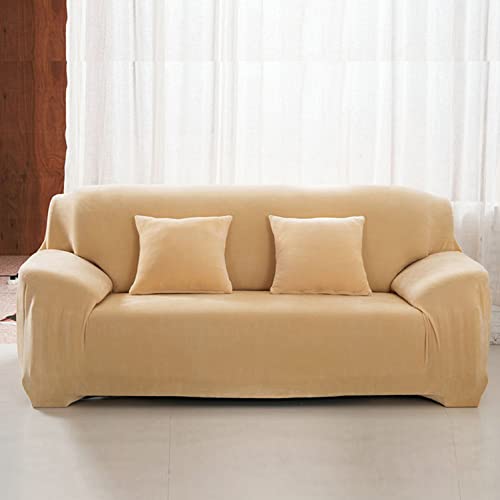 OwkHome Stretch-Sofa-Schonbezüge for 2-4-Sitzer-Sofas, Maschinenwaschbarer Möbelschutz, Sofabezug Aus Polyestergewebe (235–300 cm)(Yellow,1 Seater(90-140cm)) von OwkHome
