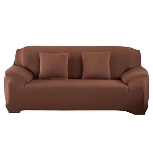 OwkHome Stretch-Sofa-Schonbezug Mit Elastischer Unterseite, Langlebiger Möbelschutz for Couch Und Wohnzimmer(Coffee-1,3 Seater(190-230cm)) von OwkHome