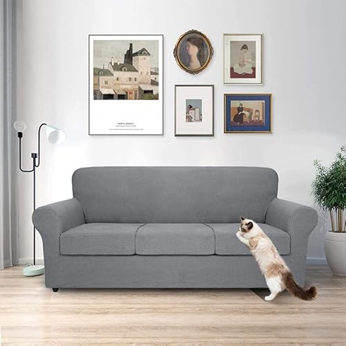 OwkHome Stretch-Sofabezug, 2-teiliges Set Mit Elastischem Design, Universeller Möbelschutz-Schonbezug(Light Grey,Sofa(71-91in)) von OwkHome