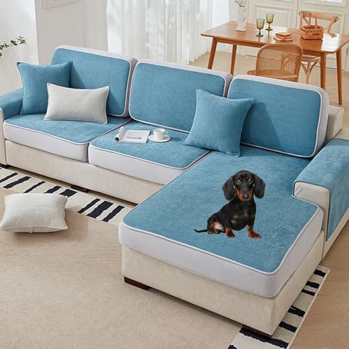 OwkHome Stretch-Sofabezug, Rutschfester, Waschbarer Chenille-Sofabezug for 2-, 3- Und 4-Kissen-Sofas In L-Form(A,60 * 80CM) von OwkHome