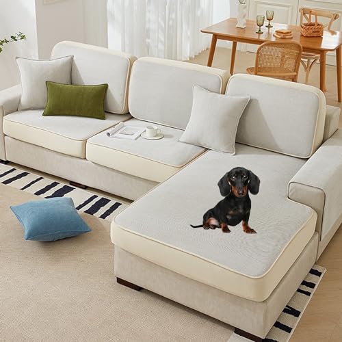 OwkHome Stretch-Sofabezug, Rutschfester, Waschbarer Chenille-Sofabezug for 2-, 3- Und 4-Kissen-Sofas In L-Form(B,60 * 60CM) von OwkHome