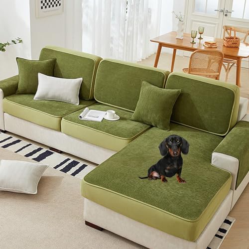 OwkHome Stretch-Sofabezug, Rutschfester, Waschbarer Chenille-Sofabezug for 2-, 3- Und 4-Kissen-Sofas In L-Form(E,60 * 180CM) von OwkHome