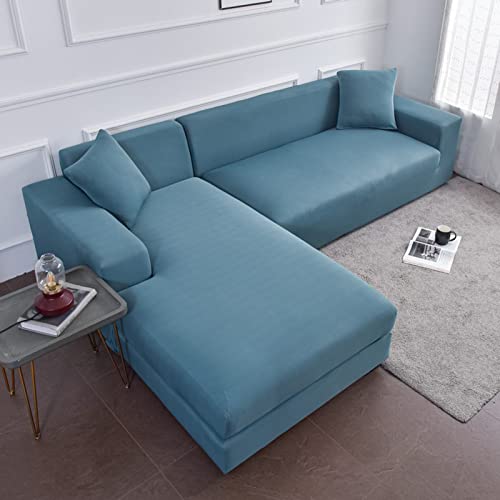 OwkHome Stretch-Sofabezug, Rutschfester Möbelschutz In Volltonfarbe for Zweisitzer(Light Blue,1 Seater 90-140cm) von OwkHome