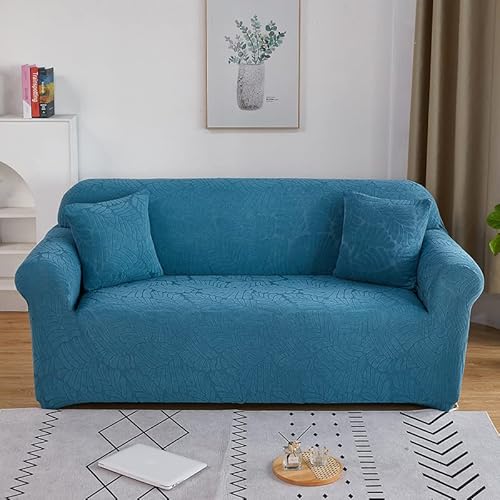 OwkHome Stretch-Sofabezug, Weicher Moderner Möbelschutz, Universell Passender Schonbezug Mit Rutschfester Unterseite, Strapazierfähiger, Waschbarer Bezug(Blue,3 Seater(185-230cm)) von OwkHome