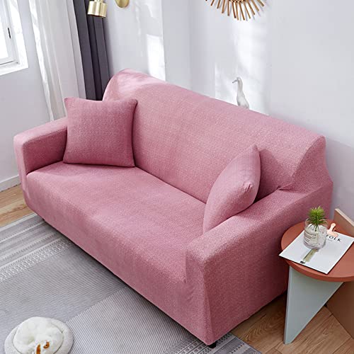 OwkHome Stretch-Sofabezug Aus Jacquard Mit Rutschfester Unterseite, Elastischer Möbelschutz for Sofas(Pink-1,3 Seater(190-230cm)) von OwkHome