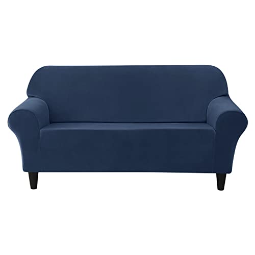 OwkHome Stretch-Sofabezug Aus Samt for 1-4-Sitzer-Couches, Liegemöbelschutz(Navy Blue,3 Seater 190-230cm) von OwkHome