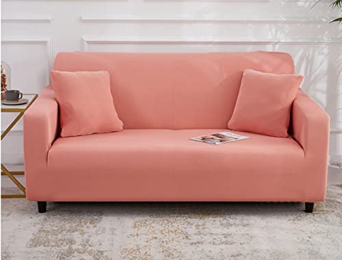 OwkHome Stretch-Sofabezug In Volltonfarbe, Universelle Passform, Rutschfester, Waschbarer Möbelschutz(Red-1,1 Seater(90-140cm)) von OwkHome