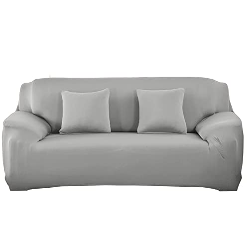OwkHome Stretch-Sofabezug Mit Elastischem Rand, Weicher Möbelschutz for 1-3-Sitzer-Sofas(Light Grey,4 Seater(235-300cm)) von OwkHome