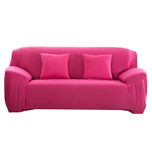 OwkHome Stretch-Sofabezug Mit Elastischem Rand, Weicher Möbelschutz for 1-3-Sitzer-Sofas(Red-1,3 Seater(190-230cm)) von OwkHome