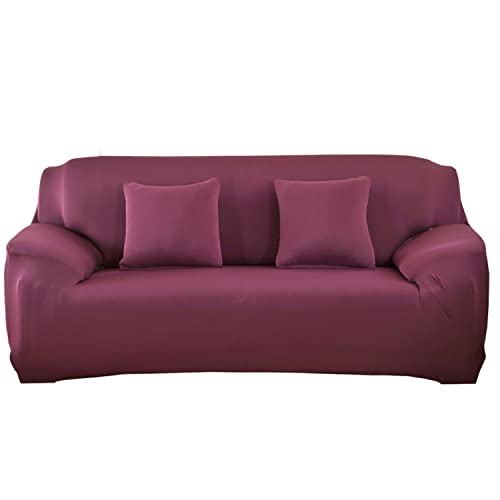 OwkHome Stretch-Sofabezug Mit Elastischem Rand, Weicher Möbelschutz for 1-3-Sitzer-Sofas(Red-3,3 Seater(190-230cm)) von OwkHome