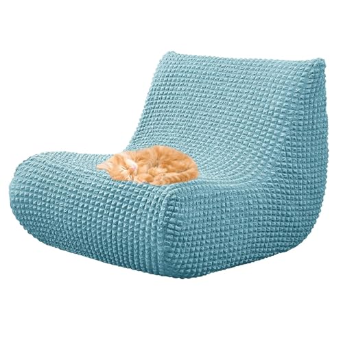 OwkHome Stretch-Sofabezug Mit Kariertem Design, Waschbarer Chaiselongue-Bezug for Sitzsäcke Im Innenbereich(Blue) von OwkHome