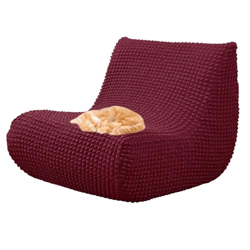 OwkHome Stretch-Sofabezug Mit Kariertem Design, Waschbarer Chaiselongue-Bezug for Sitzsäcke Im Innenbereich(Burgundy) von OwkHome