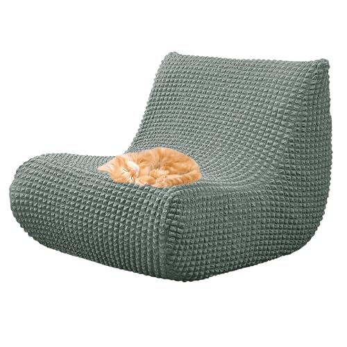 OwkHome Stretch-Sofabezug Mit Kariertem Design, Waschbarer Chaiselongue-Bezug for Sitzsäcke Im Innenbereich(Green 1) von OwkHome