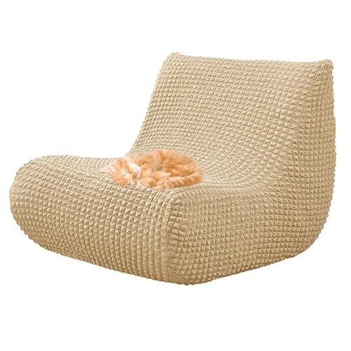 OwkHome Stretch-Sofabezug Mit Kariertem Design, Waschbarer Chaiselongue-Bezug for Sitzsäcke Im Innenbereich(Khaki) von OwkHome