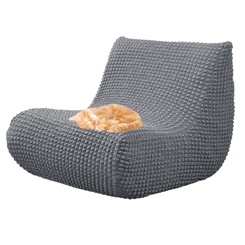 OwkHome Stretch-Sofabezug Mit Kariertem Design, Waschbarer Chaiselongue-Bezug for Sitzsäcke Im Innenbereich(Light Gray) von OwkHome
