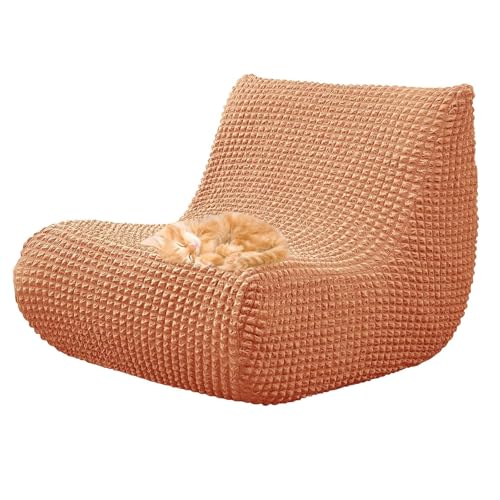 OwkHome Stretch-Sofabezug Mit Kariertem Design, Waschbarer Chaiselongue-Bezug for Sitzsäcke Im Innenbereich(Orange) von OwkHome