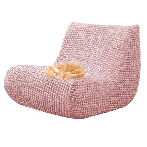 OwkHome Stretch-Sofabezug Mit Kariertem Design, Waschbarer Chaiselongue-Bezug for Sitzsäcke Im Innenbereich(Pink) von OwkHome