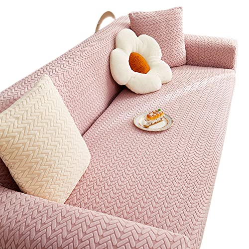 OwkHome Stretch-Sofabezug Mit Kissenbezug, Rutschfester, Waschbarer Möbelschutz(Pink,3 Seater 190-230cm(75-90inch)) von OwkHome