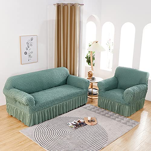 OwkHome Stretch-Sofabezug Mit Rockdesign for Schutz Der Möbel(Green,1 Seater(90-140cm)) von OwkHome