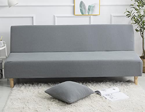 OwkHome Stretch-Sofabezug Mit Rutschfestem Design, Abnehmbarer Futonschutz for Sofas Ohne Armlehnen(Light Grey,L(190-220cm)) von OwkHome