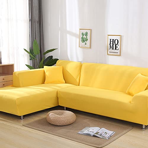 OwkHome Stretch-Sofabezug Mit Rutschfestem Design, Universeller, Waschbarer Möbelschutz(Yellow,4 Seater 235-300CM) von OwkHome
