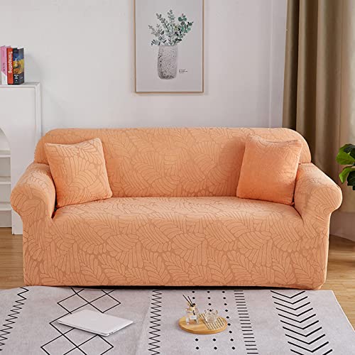 OwkHome Stretch-Sofabezug Mit Rutschfester Unterseite, Weicher, Maschinenwaschbarer Möbelschutz(Orange,3 Seater(190-230cm)) von OwkHome