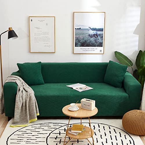 OwkHome Stretch-Sofabezug Mit Rutschfester Unterseite Und Elastischem Schutzbezug(Green,4 Seater(235-300cm)) von OwkHome