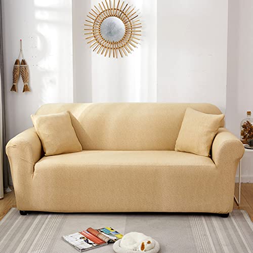 OwkHome Stretch-Sofabezug Mit Rutschfester Unterseite Und Elastischer Unterseite, Möbelschutz Aus Polyester for Sofas(Yellow,4 Seater(235-290cm)) von OwkHome