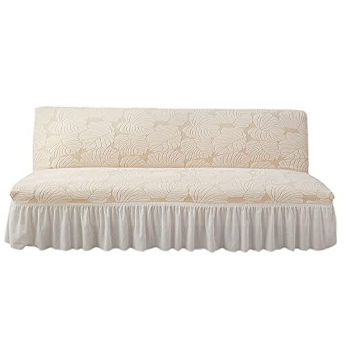 OwkHome Stretch-Sofabezug Ohne Armlehnen Mit Gummiband, Rutschfester Futon-Schonbezug Mit Blattmuster(Yellow,Large) von OwkHome