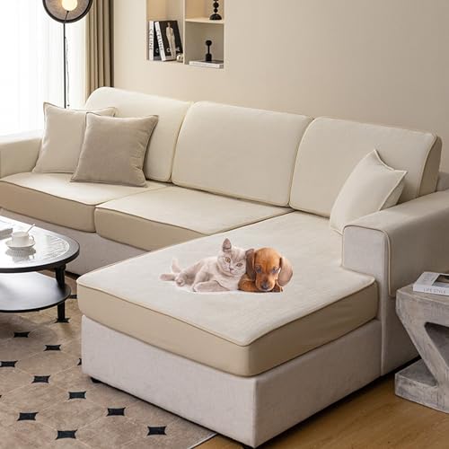 OwkHome Stretch-Sofabezug for Anbaucouch, Kratzfester Schonbezug for 2 3 4 Kissen, Waschbarer Chenille-Stoff(A,60 * 150CM) von OwkHome