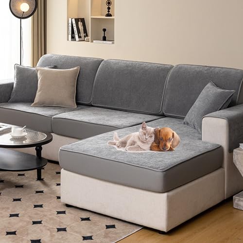 OwkHome Stretch-Sofabezug for Anbaucouch, Kratzfester Schonbezug for 2 3 4 Kissen, Waschbarer Chenille-Stoff(B,60 * 150CM) von OwkHome