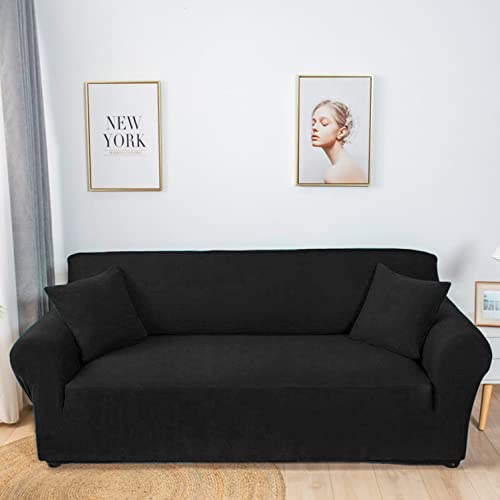 OwkHome Stretch-Sofabezug for Liegestühle, Elastischer Möbelschutz Aus Polyester, Maschinenwaschbar(Black,2 Seater(145-185cm)) von OwkHome