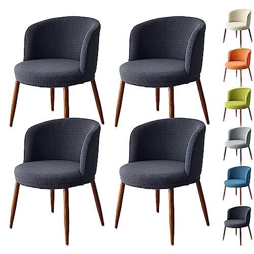 OwkHome Stretch-Stuhlbezug Mit Gebogener Rückenlehne, Niedriger Stuhl – Verdickter, Waschbarer Schonbezug for Zuhause, Bürodekoration(D Gray 4pcs) von OwkHome