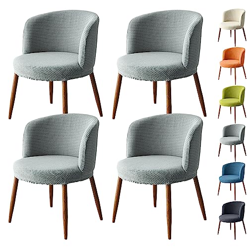 OwkHome Stretch-Stuhlbezug Mit Gebogener Rückenlehne, Niedriger Stuhl – Verdickter, Waschbarer Schonbezug for Zuhause, Bürodekoration(Grey 4pcs) von OwkHome