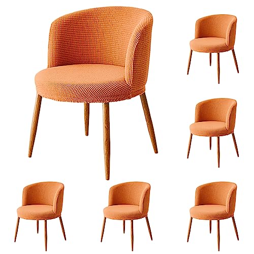 OwkHome Stretch-Stuhlbezug Mit Gebogener Rückenlehne, Niedriger Stuhl – Verdickter, Waschbarer Schonbezug for Zuhause, Bürodekoration(Orange 6pcs) von OwkHome