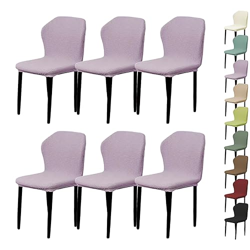 OwkHome Stretch-Stuhlbezug Mit Karomuster, Jacquard-Muster, Universeller Schutz for Die Gebogene Rückenlehne, for Esszimmer, Partydekoration(Purple 6pcs) von OwkHome