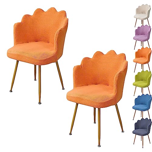 OwkHome Stretch-Stuhlbezug-Set Mit Blütenblättern – Universeller Schonbezug for Stühle Mit Gebogener Rückenlehne, Waschbarer Schutz for Esszimmer Und Café(Orange 2pcs) von OwkHome