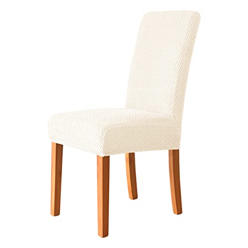 OwkHome Stretch-Stuhlhussen Aus Jacquard, 4er-Set, Waschbare Spandex-Schutzbezüge(Beige,6 Pieces) von OwkHome