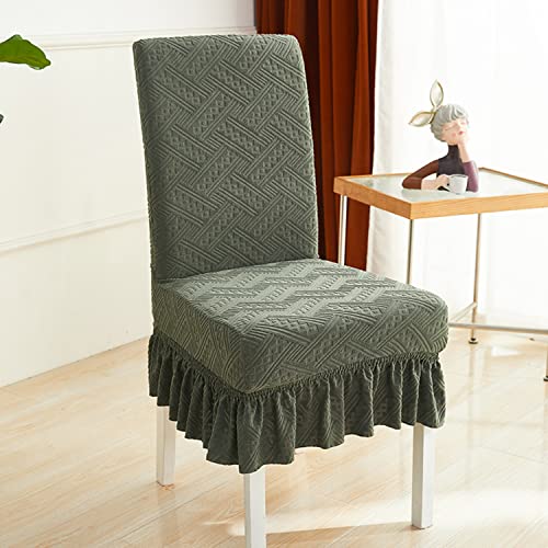 OwkHome Stretch-Stuhlhussen-Set „Parsons“, Dicke, Waschbare Stuhlhussen for Esszimmerstühle – Mehrere Packungsoptionen(Green 1,Set of 2) von OwkHome