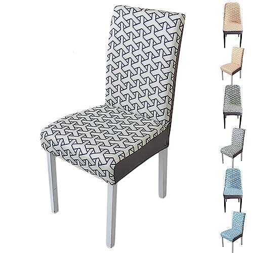 OwkHome Stretch-Stuhlhussen-Set Mit Gebogener Rückenlehne, Schonbezüge Mit Jacquard-Muster for Esszimmerstühle, Hotelbankett (1/2/4/6 Stück)(Grey Straight Back 1pcs) von OwkHome