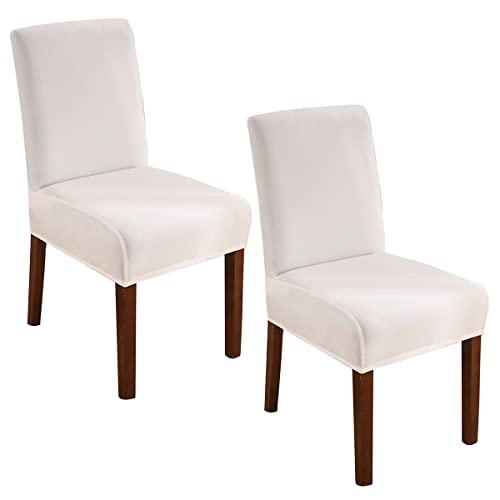 OwkHome Stretch-Stuhlhussen-Set for Parson-Stuhl, Waschbarer, Elastischer Stuhlschutz for Esszimmerstühle (mehrere Größen)(White,2 PCS) von OwkHome