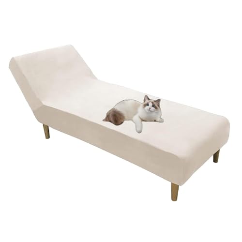 OwkHome Stretch-Überzug for Chaiselongue Aus Samt, Schonbezug Mit Elastischen Kanten for Schutz Von Innenmöbeln(Beige) von OwkHome