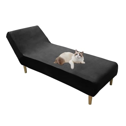 OwkHome Stretch-Überzug for Chaiselongue Aus Samt, Schonbezug Mit Elastischen Kanten for Schutz Von Innenmöbeln(Black) von OwkHome