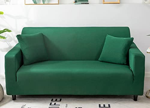 OwkHome Stretch-Überzug for Chaiselongue Ohne Armlehnen, Rutschfester Jacquard-Möbelschutz, Maschinenwaschbarer Schonbezug(Green-3,2 Seater(145-185cm)) von OwkHome