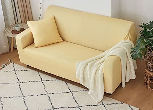 OwkHome Stretch-Überzug for Chaiselongue Ohne Armlehnen, Rutschfester Jacquard-Möbelschutz, Maschinenwaschbarer Schonbezug(Yellow,1 Seater(90-140cm)) von OwkHome