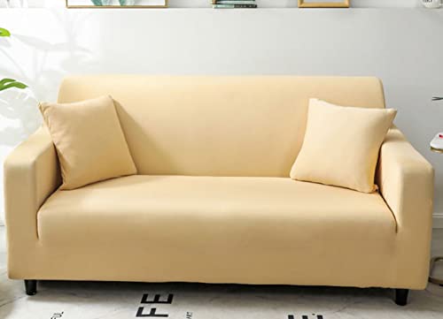 OwkHome Stretch-Überzug for Chaiselongue Ohne Armlehnen, Rutschfester Jacquard-Möbelschutz, Maschinenwaschbarer Schonbezug(Yellow-2,1 Seater(90-140cm)) von OwkHome