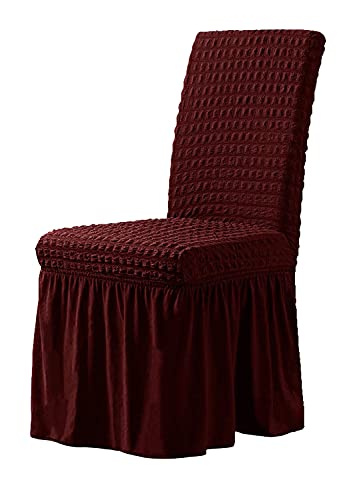 OwkHome Stretch-Universal-Esszimmerstuhl-Schonbezug Mit Rüschenrock, Waschbarer, Abnehmbarer Möbelschutz(F,6PCS) von OwkHome