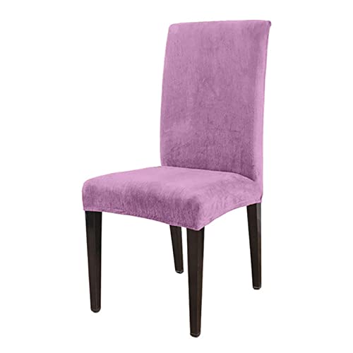 OwkHome Stretch-Velours-Bezug for Esszimmerstühle, Abnehmbarer Parson-Schonbezug Mit Spandex-Mischung, Waschbarer Plüschstoffschutz, Weich Strukturierter Sitzschutz(Light Purple,Set of 4) von OwkHome
