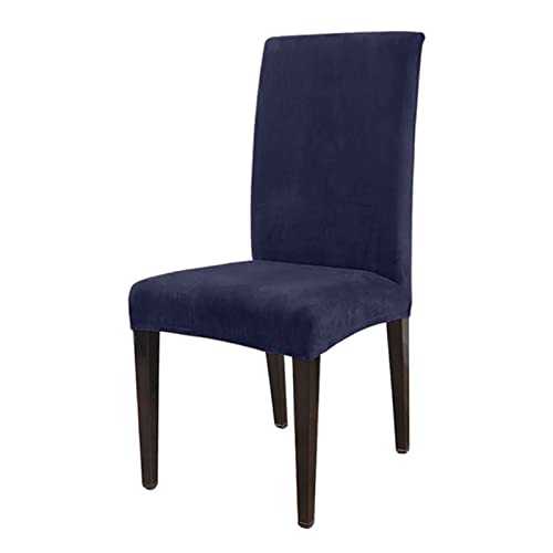 OwkHome Stretch-Velours-Bezug for Esszimmerstühle, Abnehmbarer Parson-Schonbezug Mit Spandex-Mischung, Waschbarer Plüschstoffschutz, Weich Strukturierter Sitzschutz(Navy Blue,Set of 2) von OwkHome