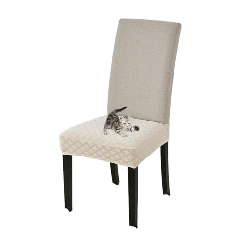 OwkHome Stretch Wingback Stuhl Schonbezug Elastische Einfarbig Akzent Abdeckung for Esszimmer Dekor(Beige,6 Piece) von OwkHome